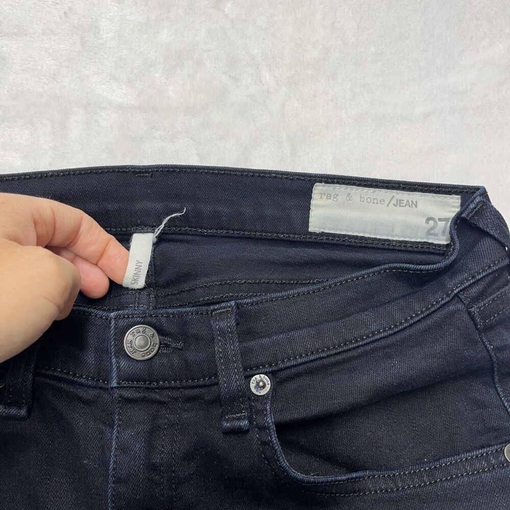 Rag & Bone Jeans Women’s 27 Denim Cate Mid-rise Skinny COAL Block Dark Wash USA - Picture 2 of 8